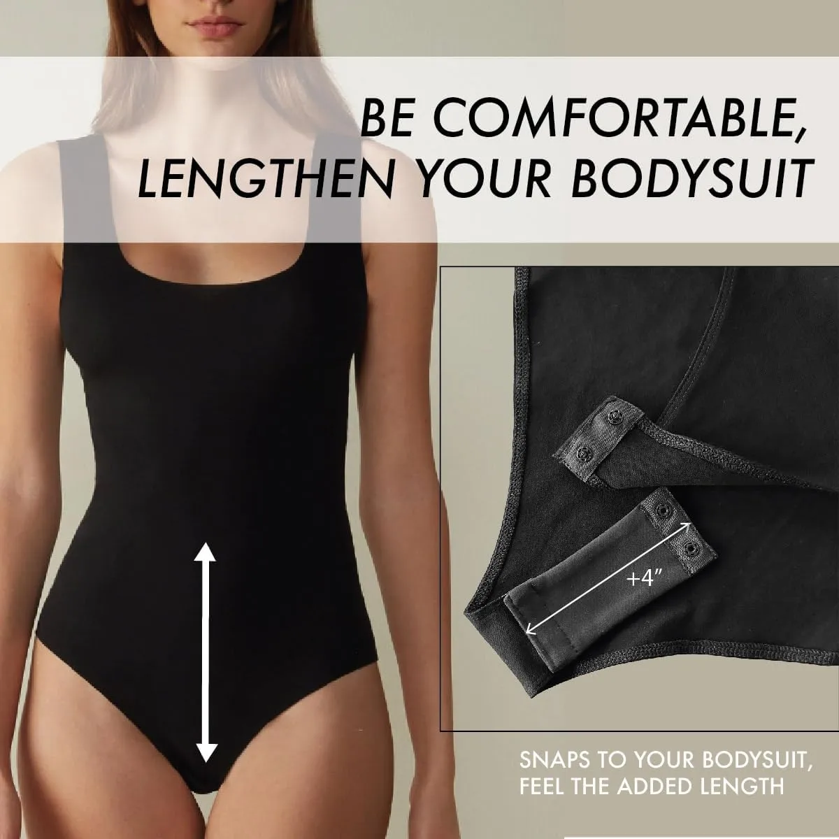 Premium Bodysuit Extender - Women's - Add length comfort to bodysuit - Shapewear body suit extender