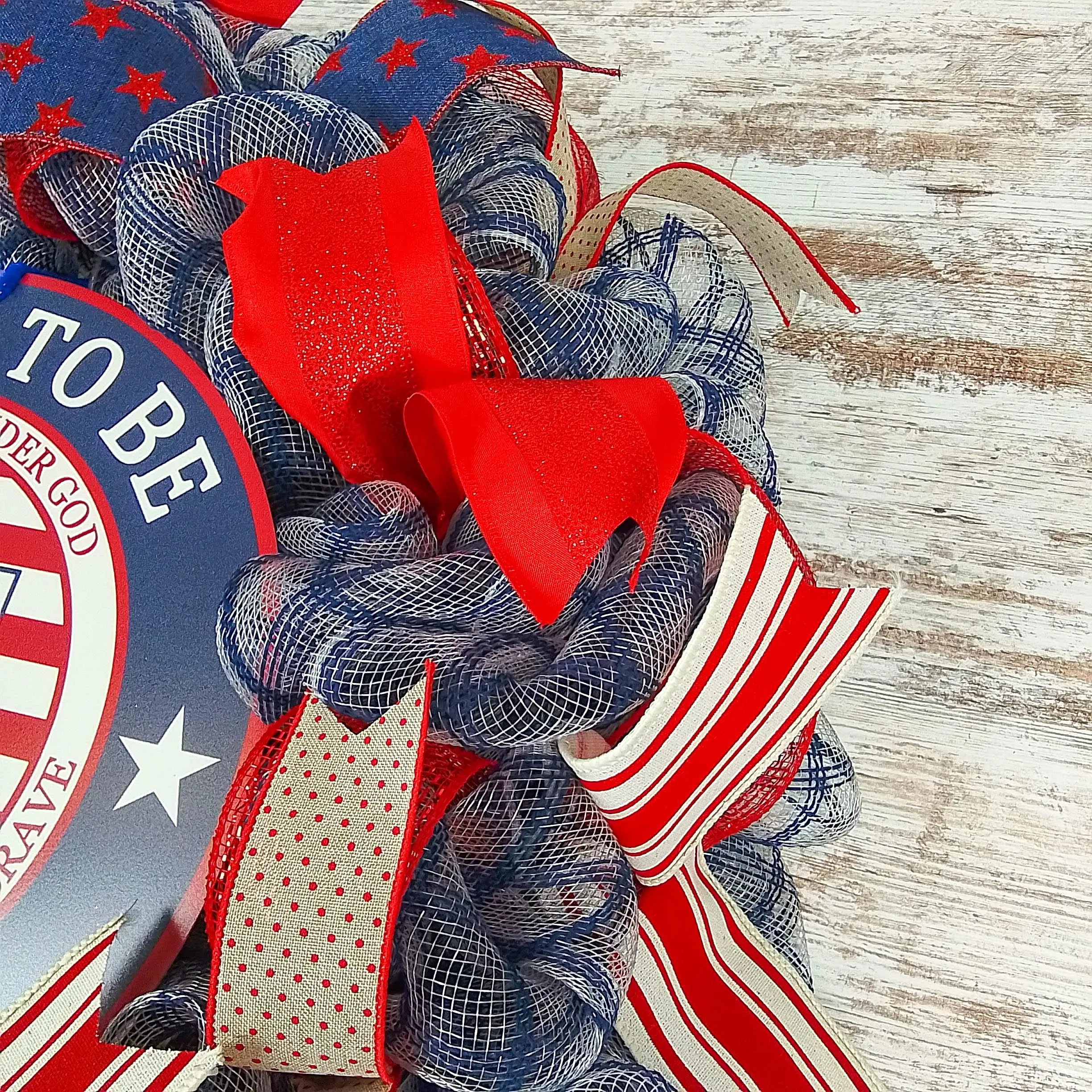 Proud to Be an American Door Wreath - Red White Navy Blue