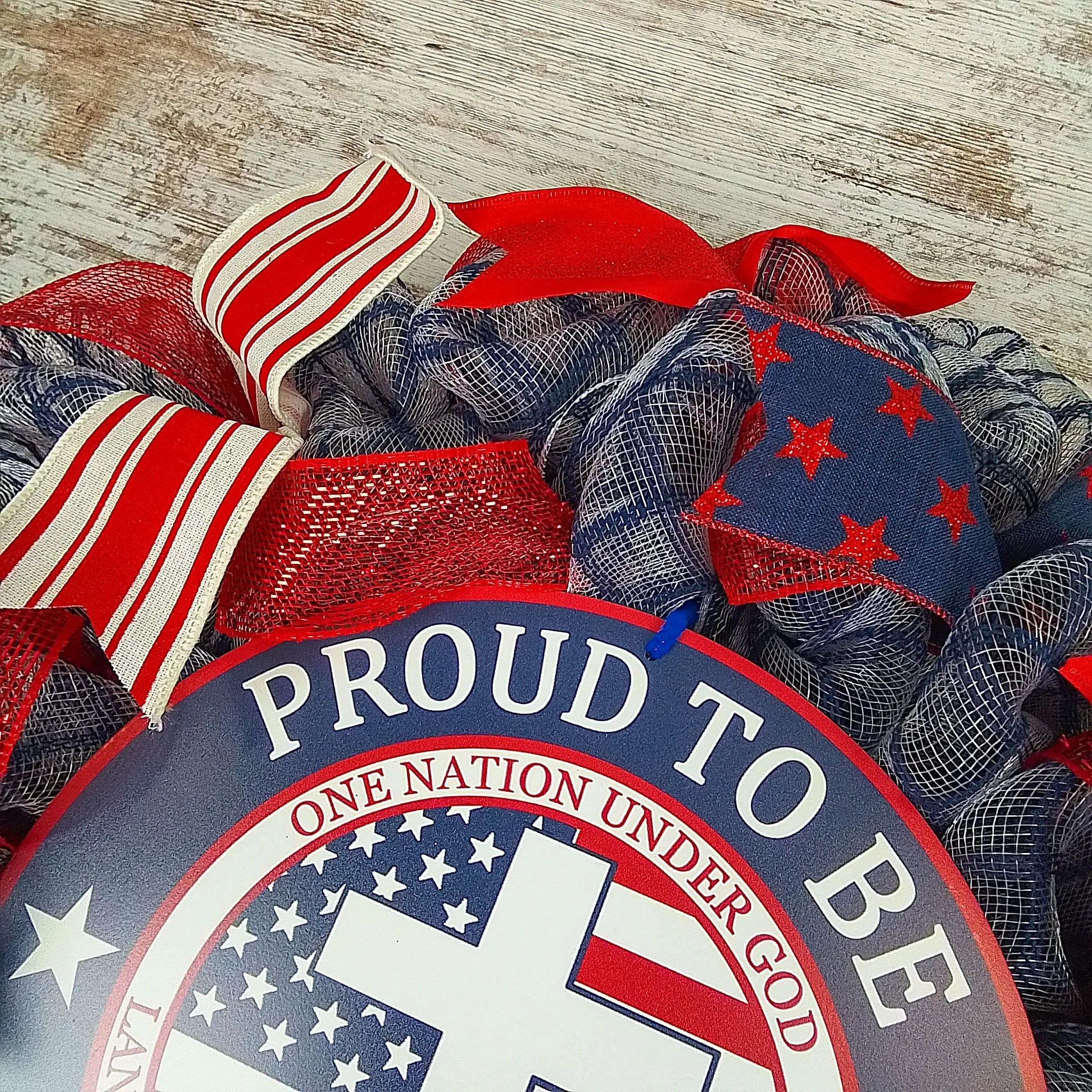 Proud to Be an American Door Wreath - Red White Navy Blue
