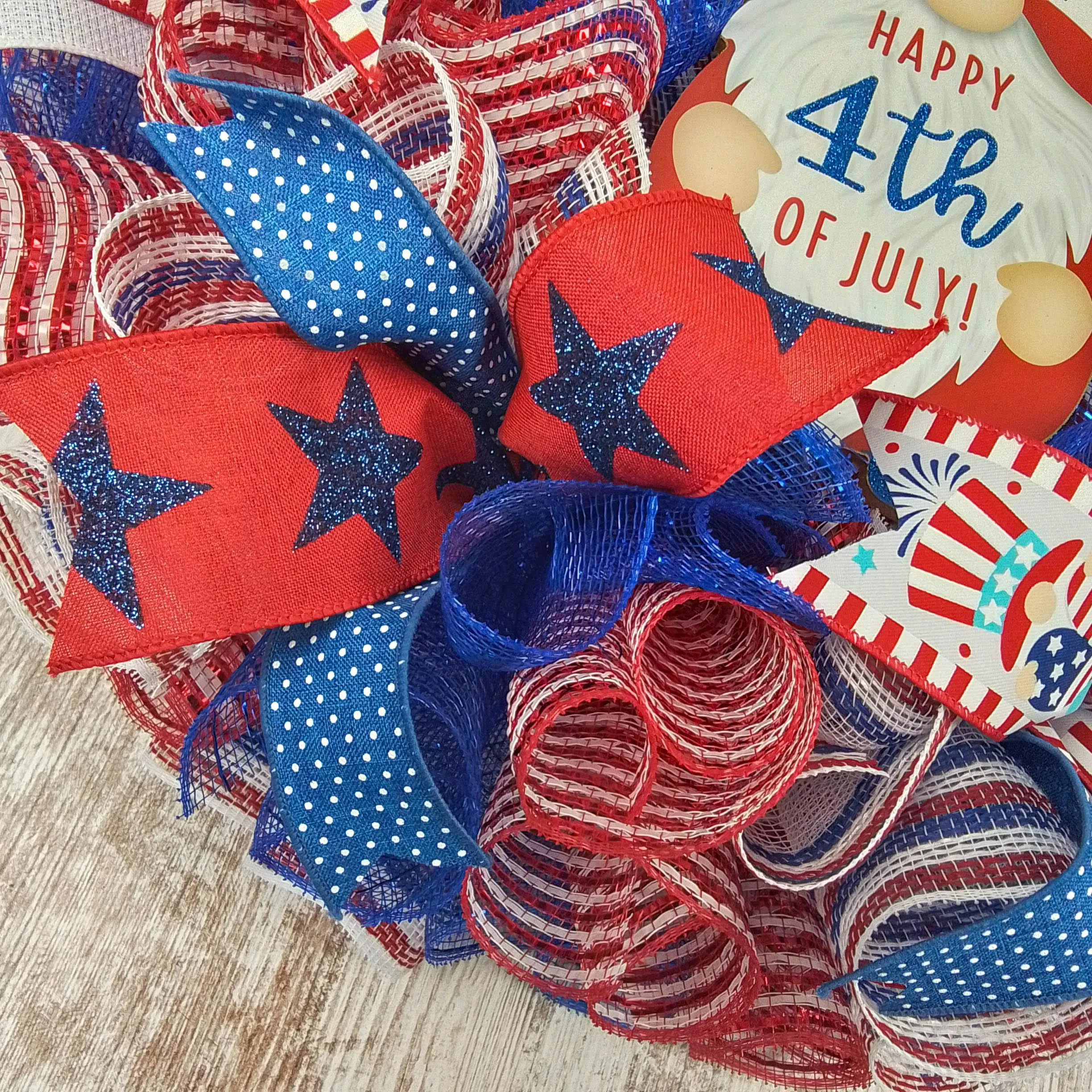 Red White And Blue Wreaths, 4th of July Gnome