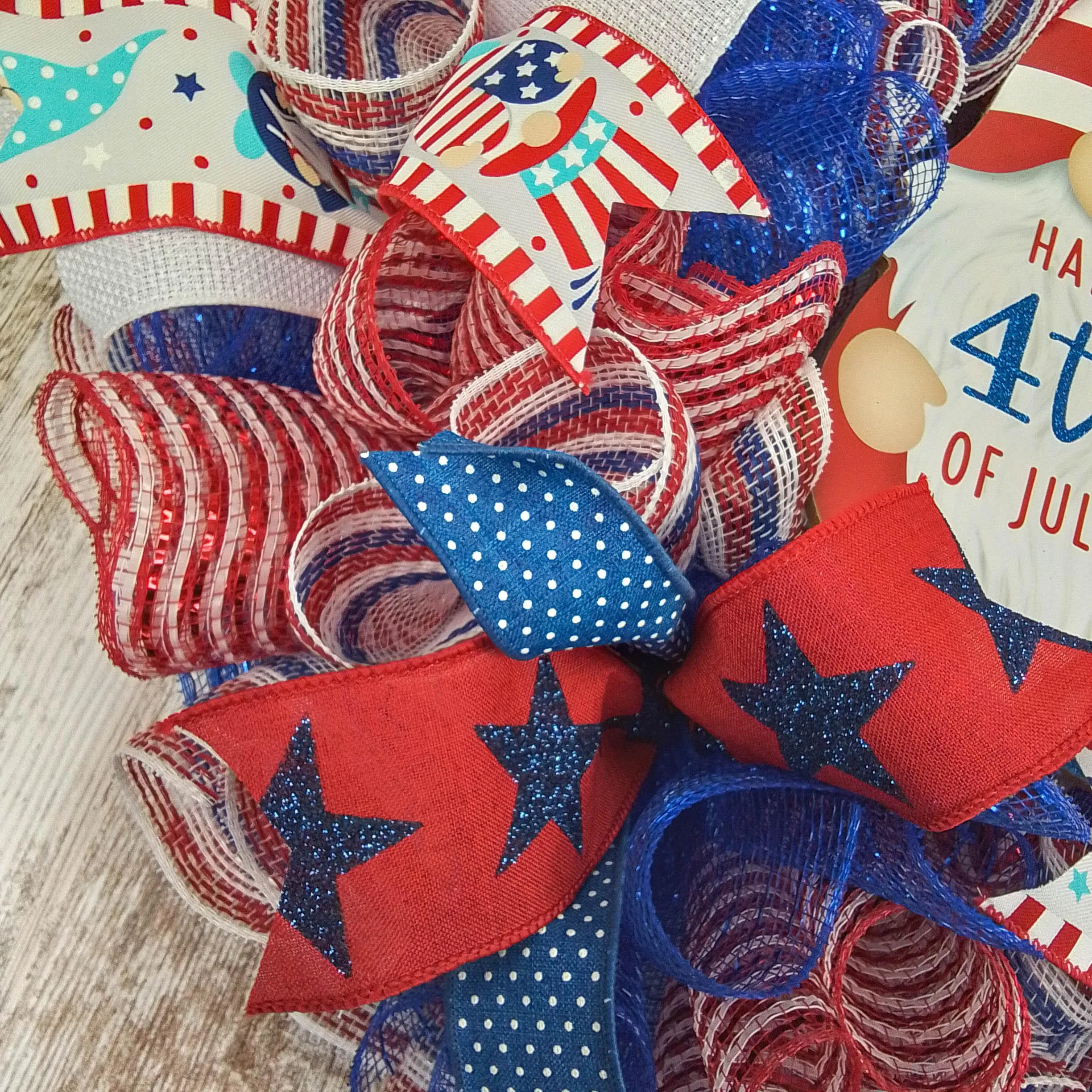 Red White And Blue Wreaths, 4th of July Gnome