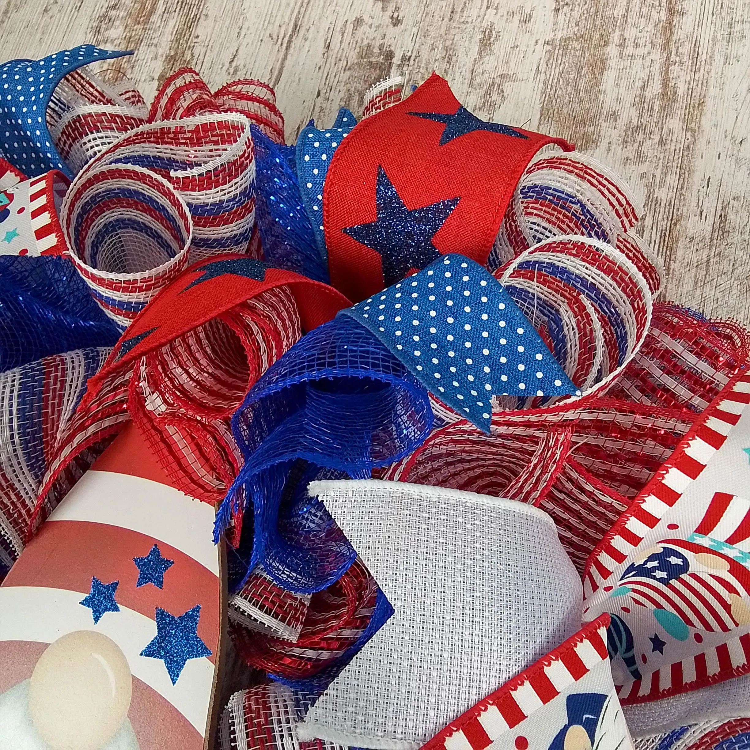 Red White And Blue Wreaths, 4th of July Gnome