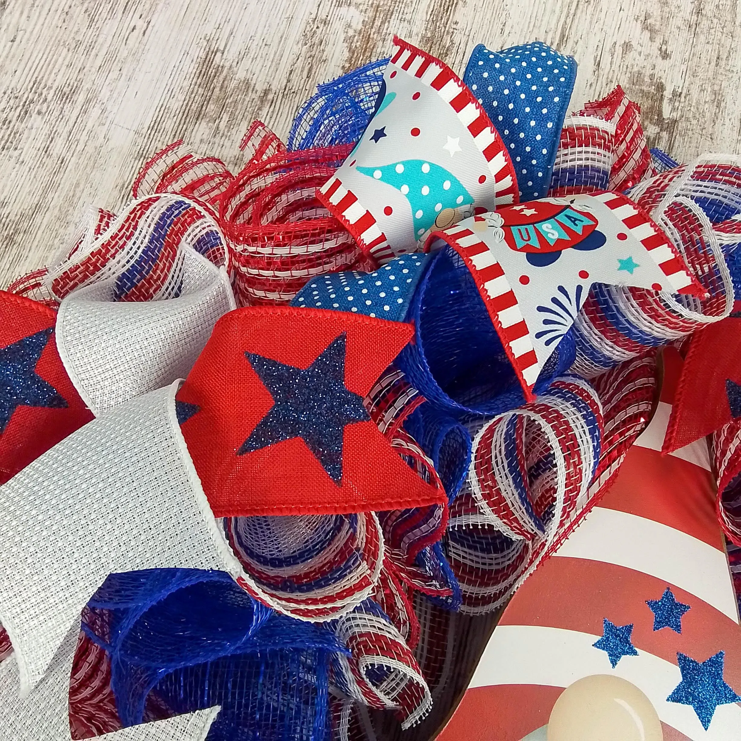 Red White And Blue Wreaths, 4th of July Gnome