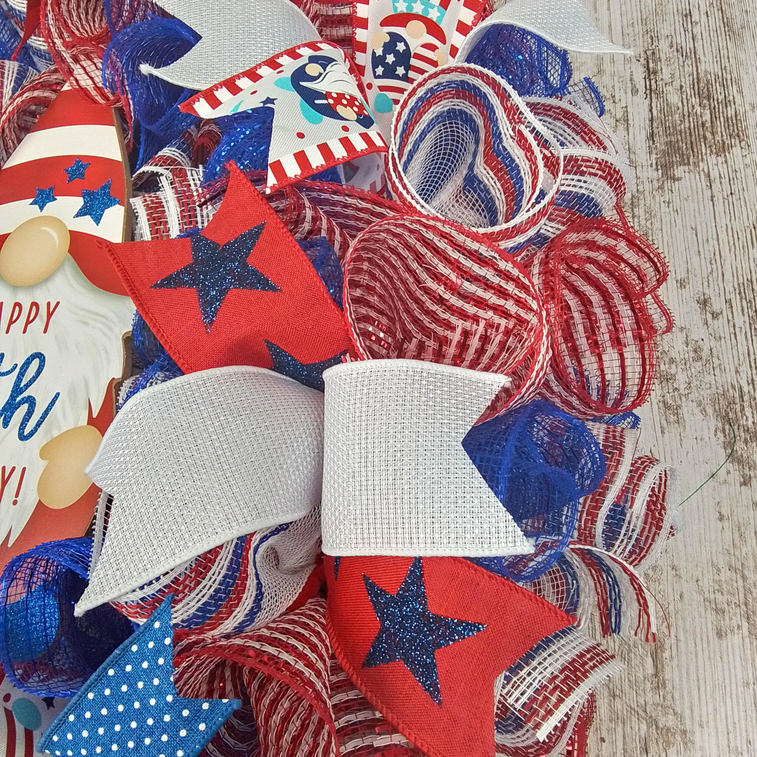 Red White And Blue Wreaths, 4th of July Gnome