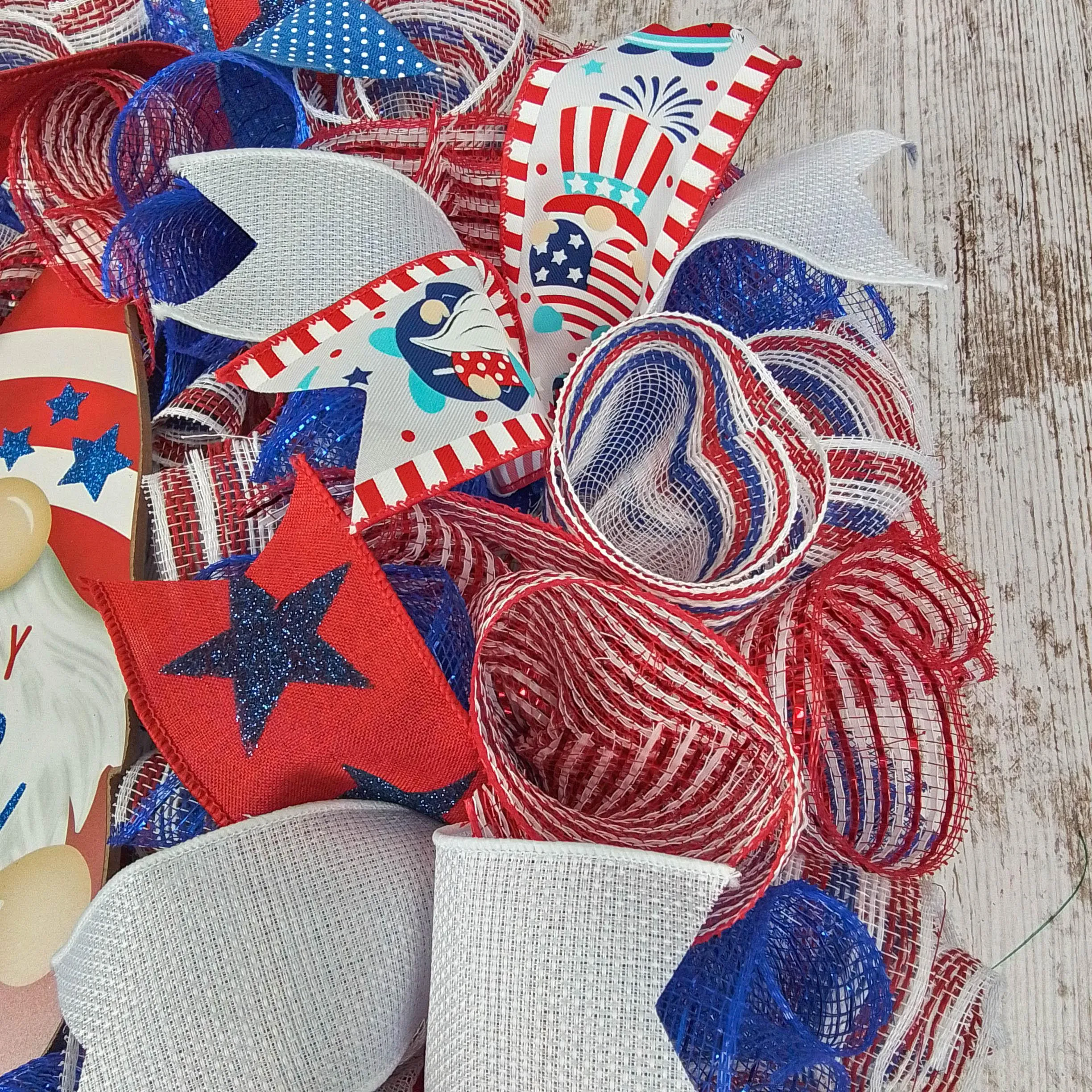 Red White And Blue Wreaths, 4th of July Gnome
