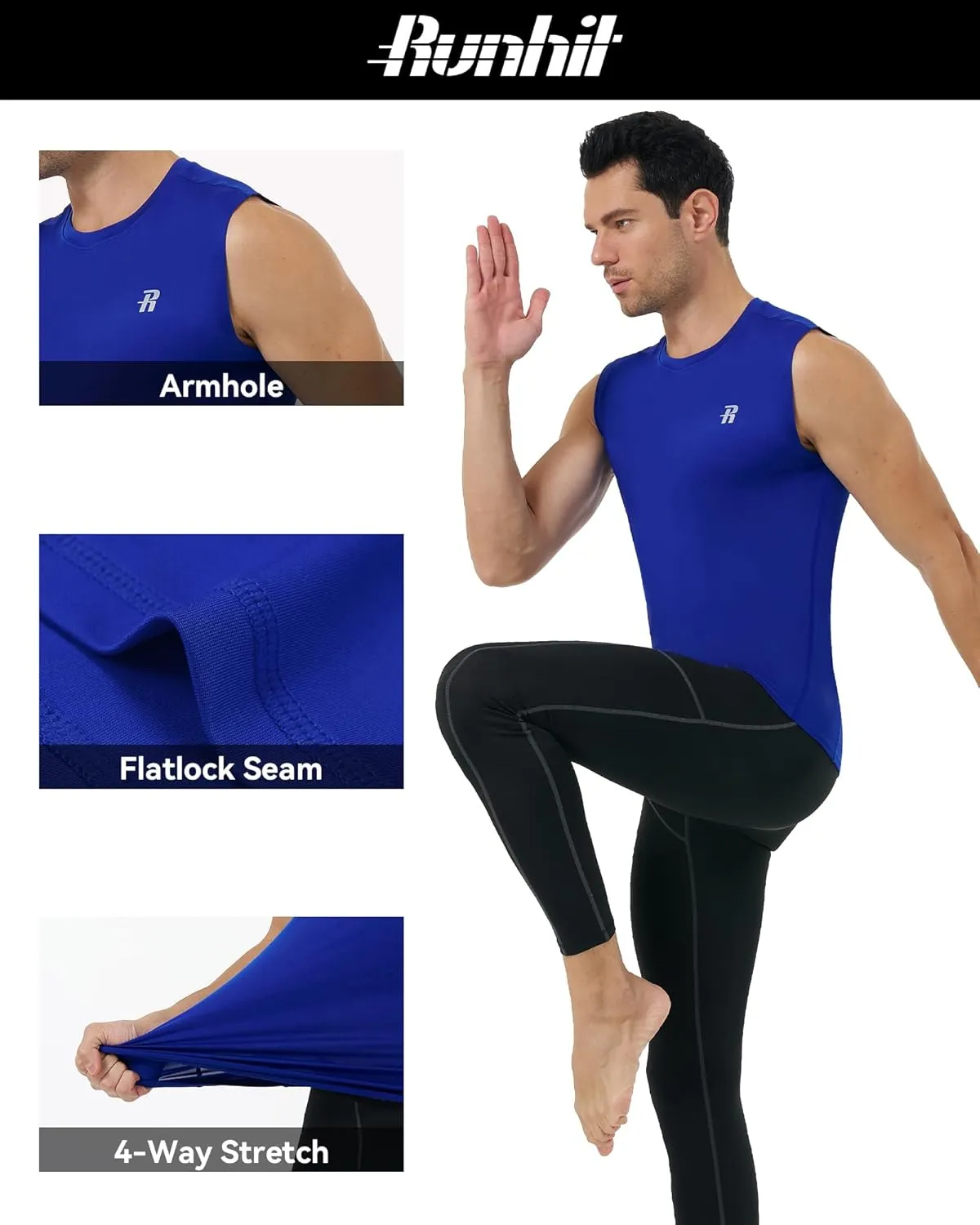Runhit Sleeveless Compression Shirt Men Athletic Base Layer Shirts