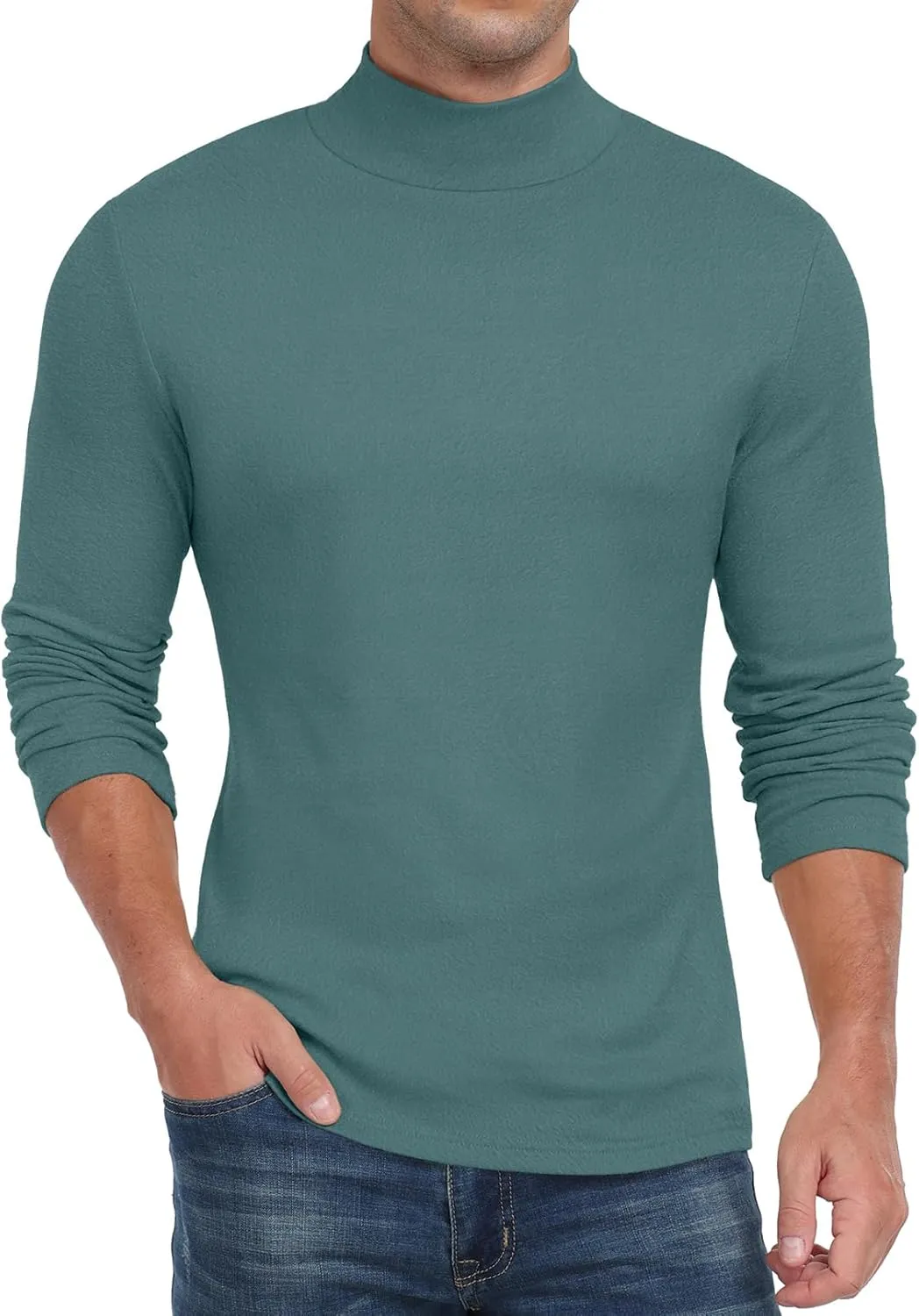 Sailwind Men's Mock Turtleneck Long Sleeve T Shirts Basic Slim Fit Pullover Sweater Thermal Lightweight Tees