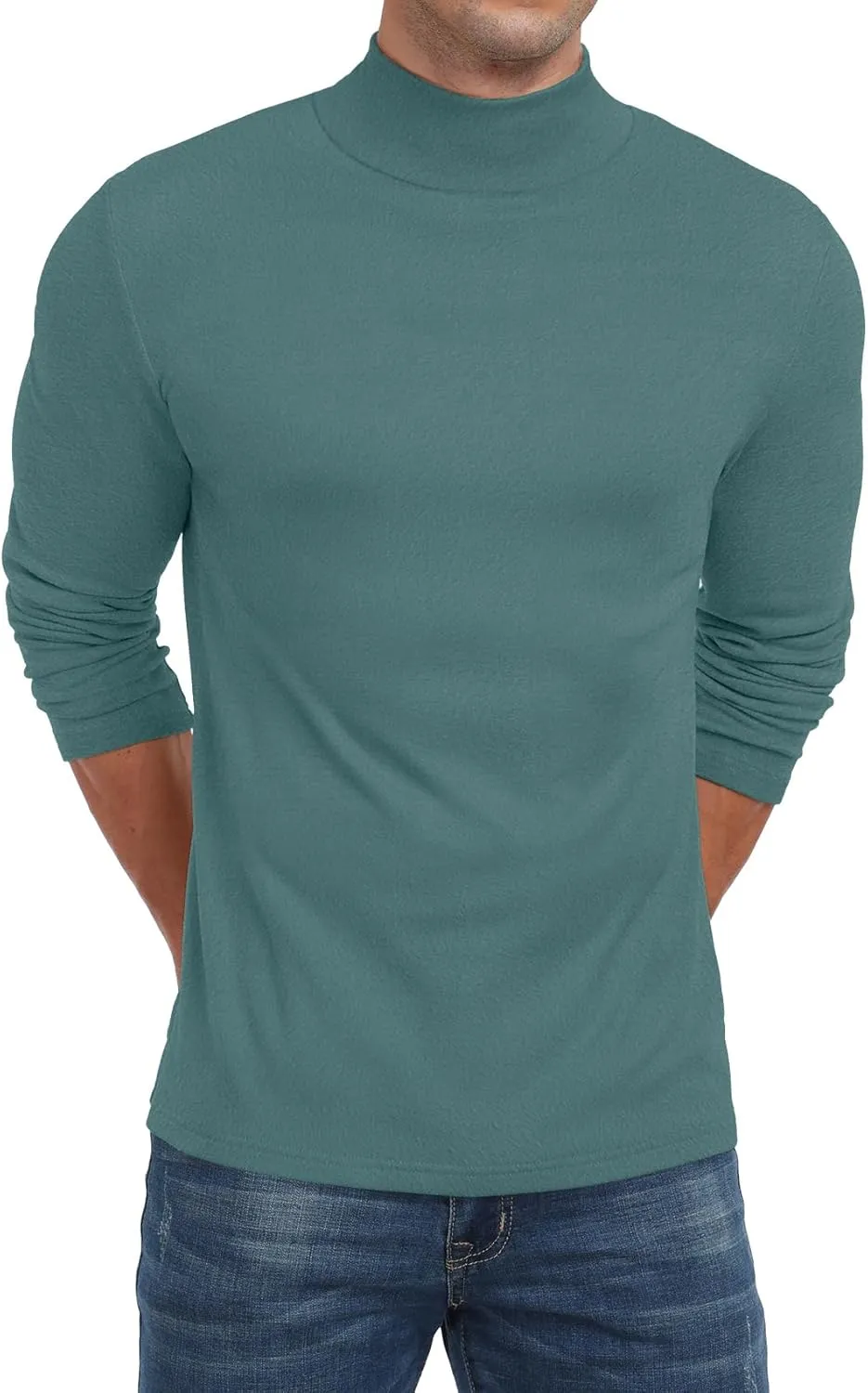 Sailwind Men's Mock Turtleneck Long Sleeve T Shirts Basic Slim Fit Pullover Sweater Thermal Lightweight Tees