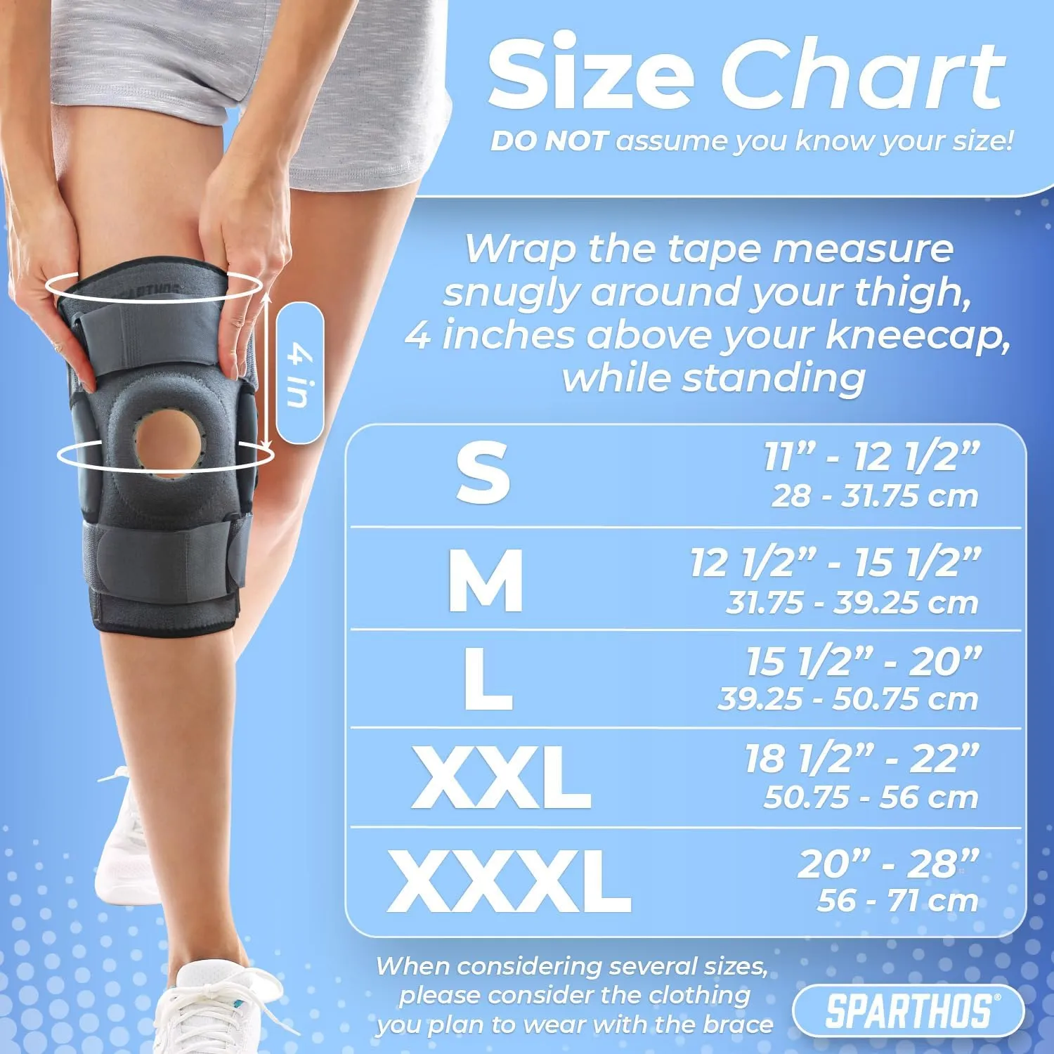 Sparthos Hinged Knee Brace - Relieves ACL, MCL, Meniscus Tear, Arthritis, Tendon Pain - Open Patella Design with Dual Metal Side Stabilizers - Support for Running, For Men and Women (Large)