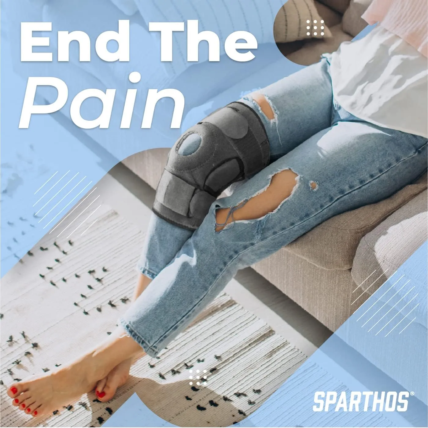 Sparthos Hinged Knee Brace - Relieves ACL, MCL, Meniscus Tear, Arthritis, Tendon Pain - Open Patella Design with Dual Metal Side Stabilizers - Support for Running, For Men and Women (Large)
