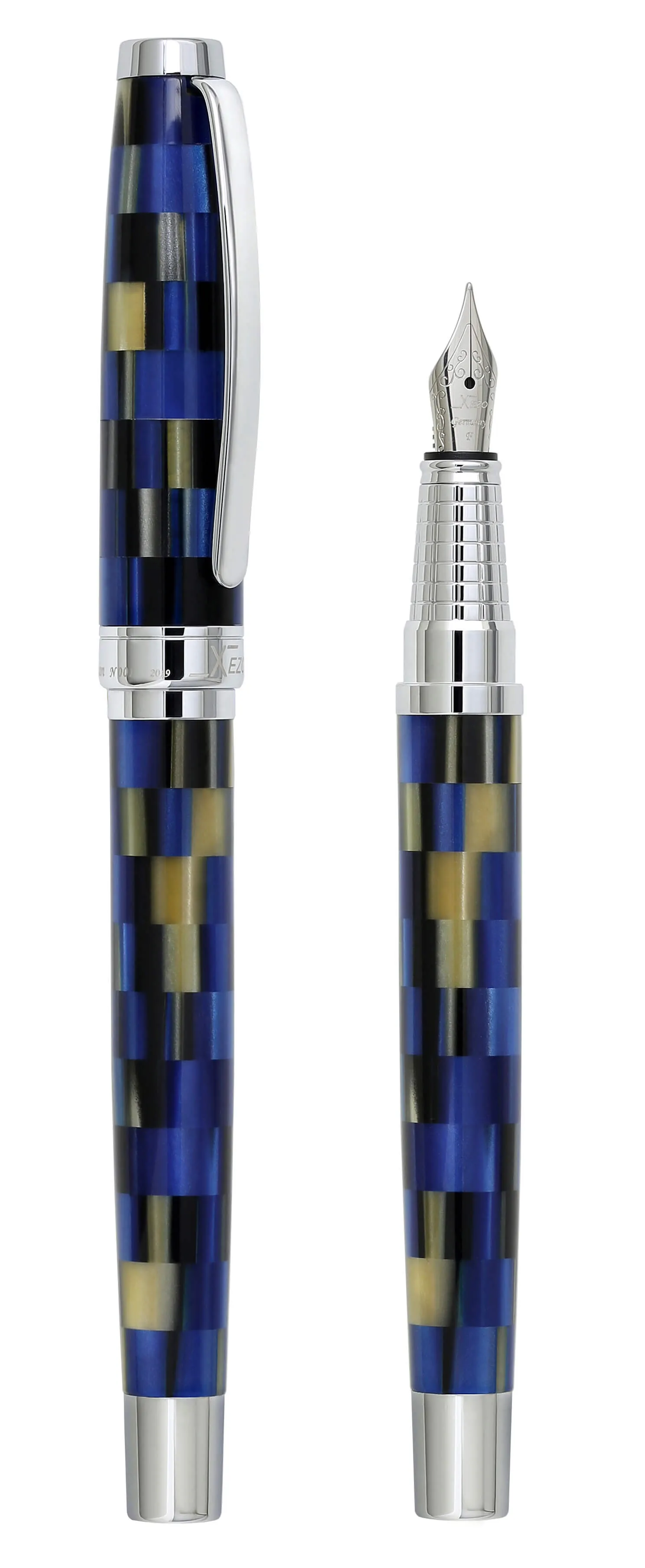Urbanite I Acrylic & Brass Fountain Pen (Fine Nib) - Modern Blue