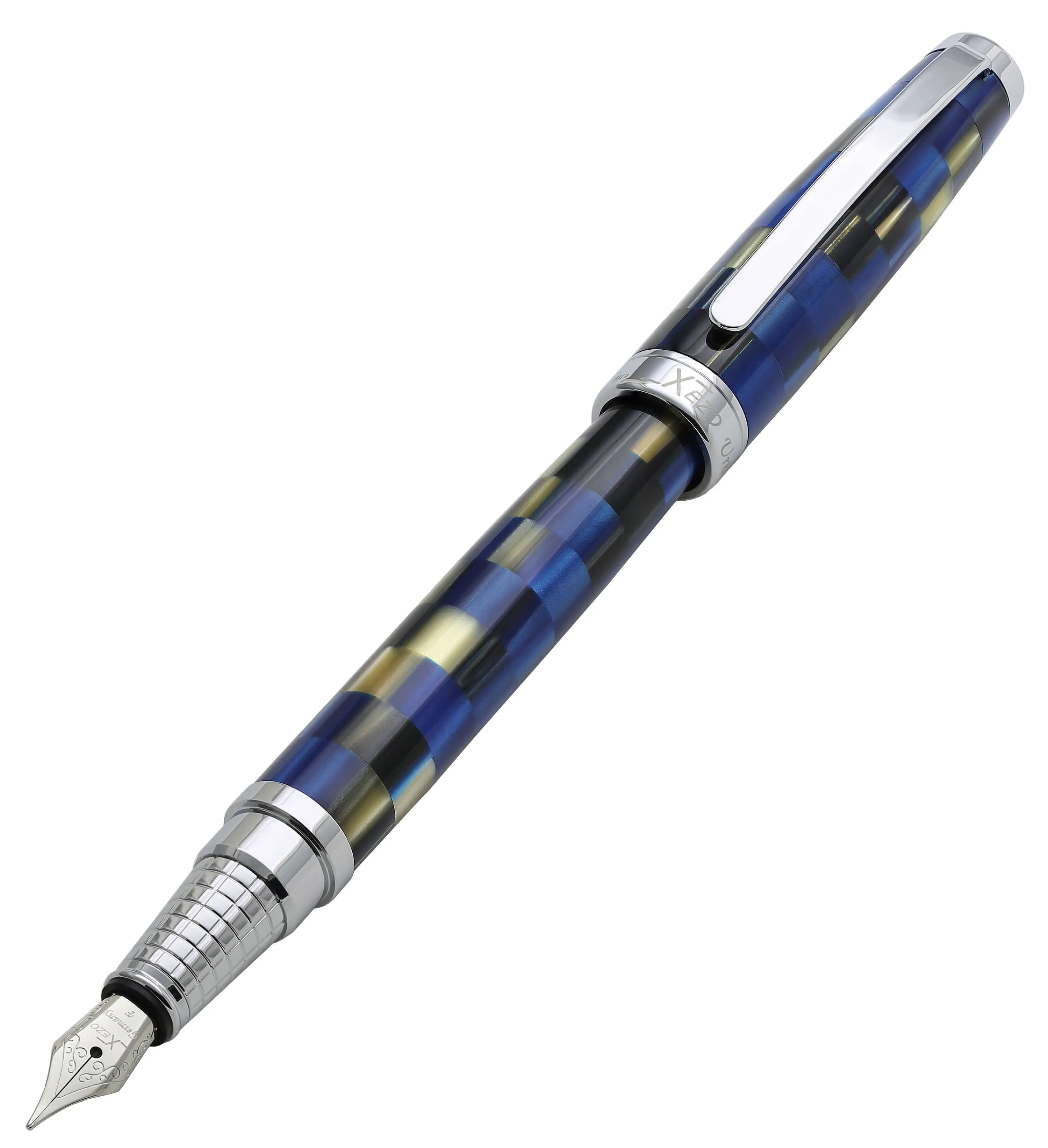 Urbanite I Acrylic & Brass Fountain Pen (Fine Nib) - Modern Blue