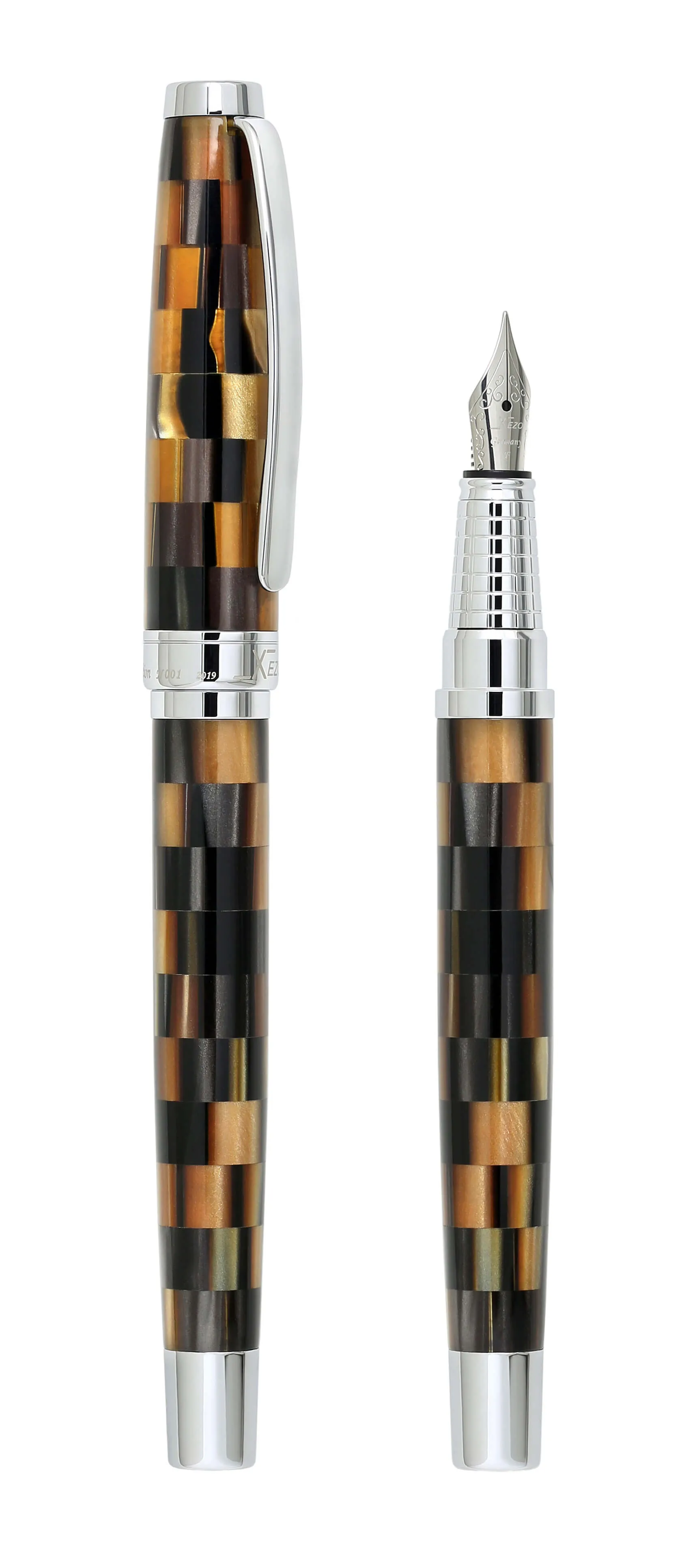Urbanite I Acrylic & Brass Fountain Pen (Fine Nib) - Woody Brown