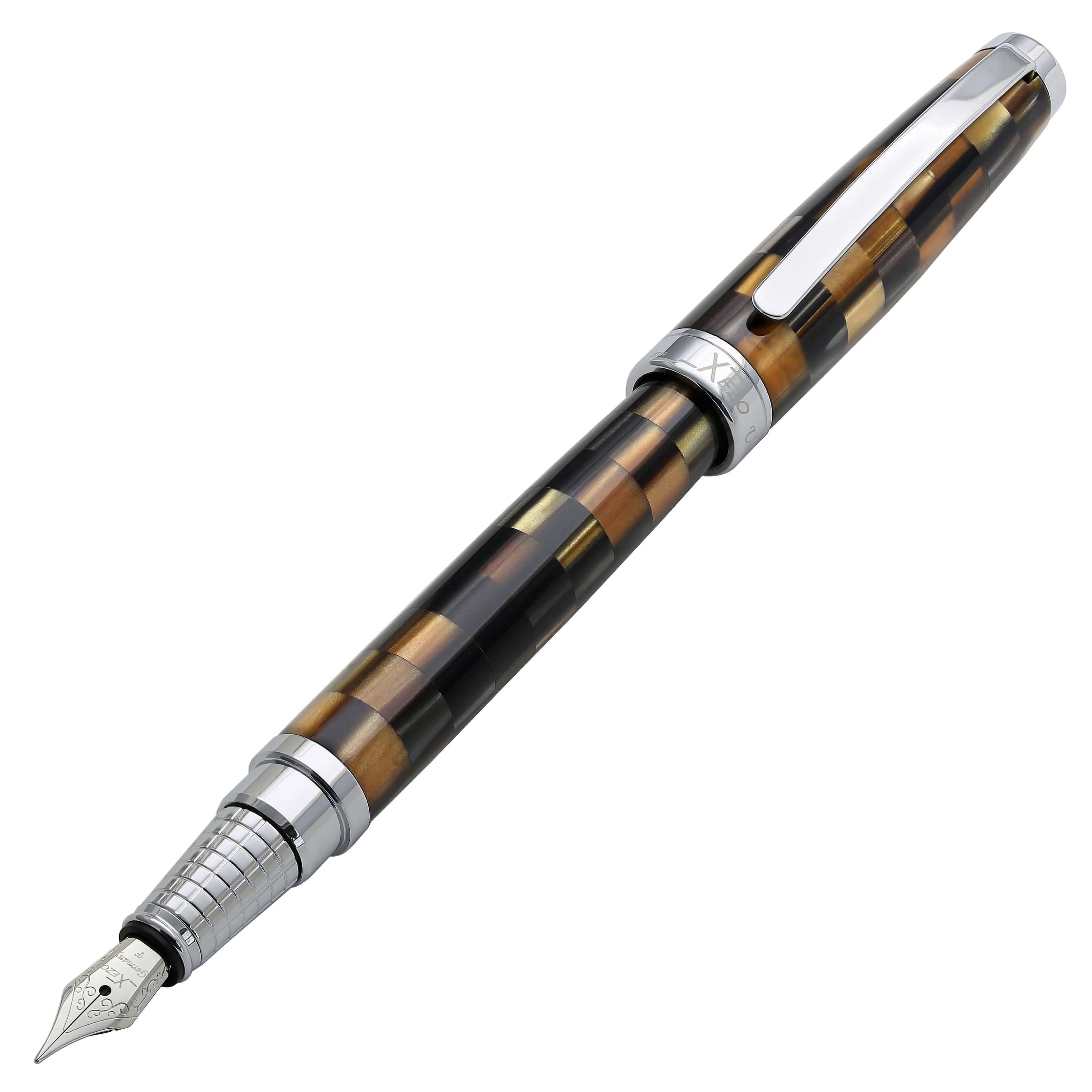 Urbanite I Acrylic & Brass Fountain Pen (Fine Nib) - Woody Brown