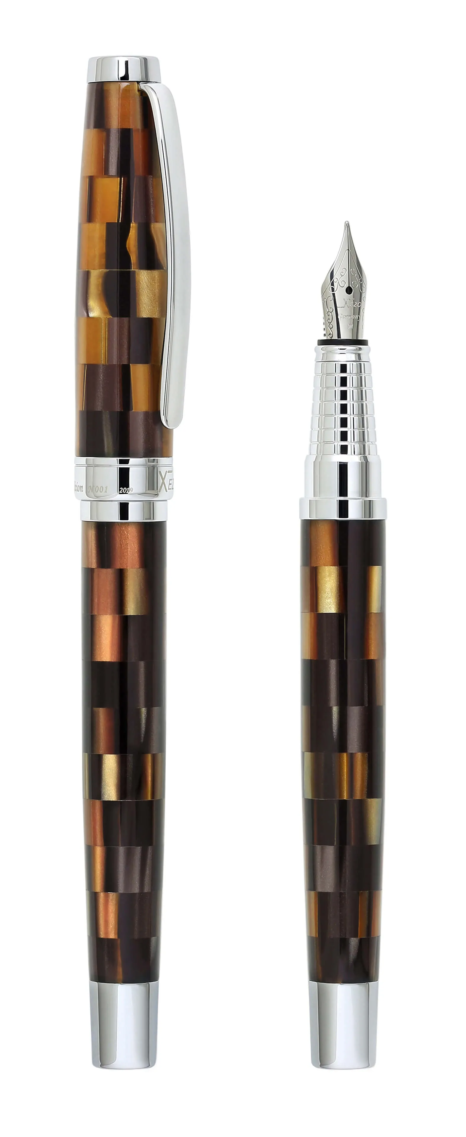 Urbanite I Acrylic & Brass Fountain Pen (Medium Nib) - Woody Brown