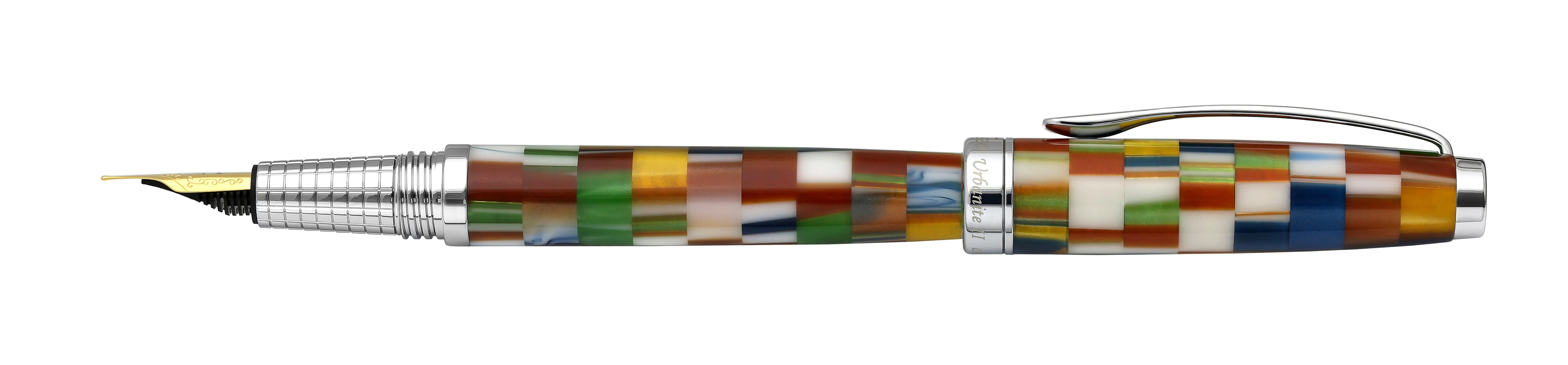 Urbanite II Acrylic & Brass Fountain Pen (Medium Nib) - Jazzy Multicolor
