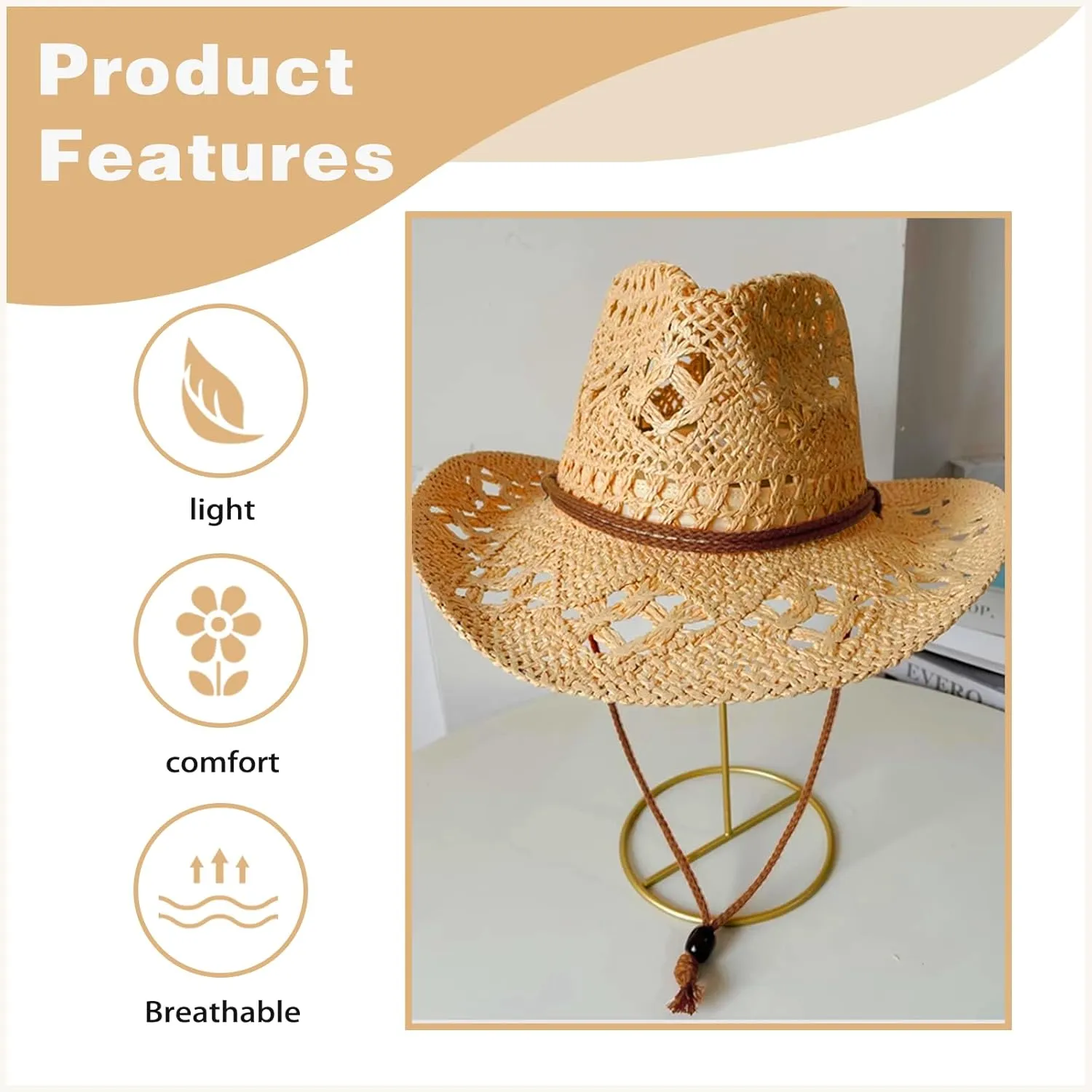 Western Straw Cowboy Hats for Women Men Sparkly Cowgirl Hat for Holiday Sun Hat Vacation Beach Hat with Wide Brim