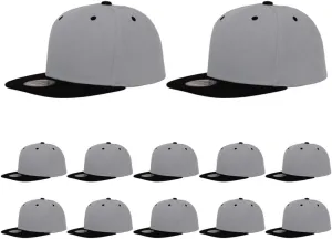 ZH Plain Flat Brim Snapback Baseball Caps Adjustable Blank Baseball Caps Wholesale 12 Pack??