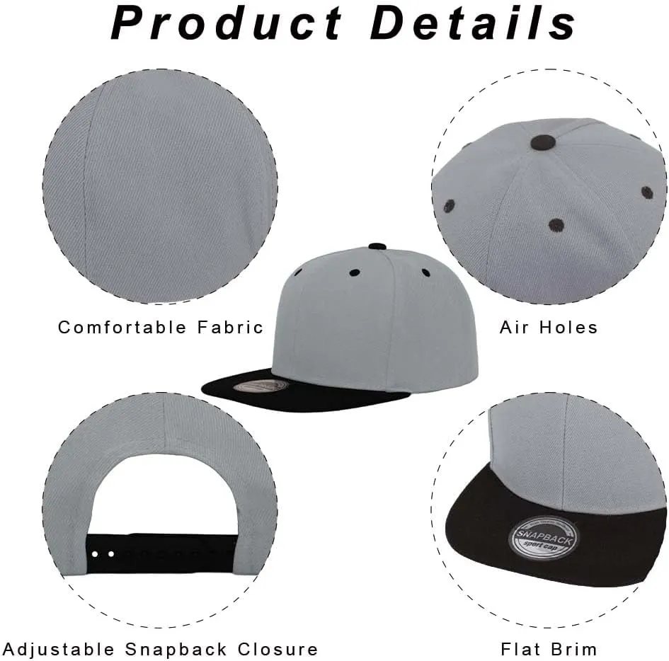 ZH Plain Flat Brim Snapback Baseball Caps Adjustable Blank Baseball Caps Wholesale 12 Pack??