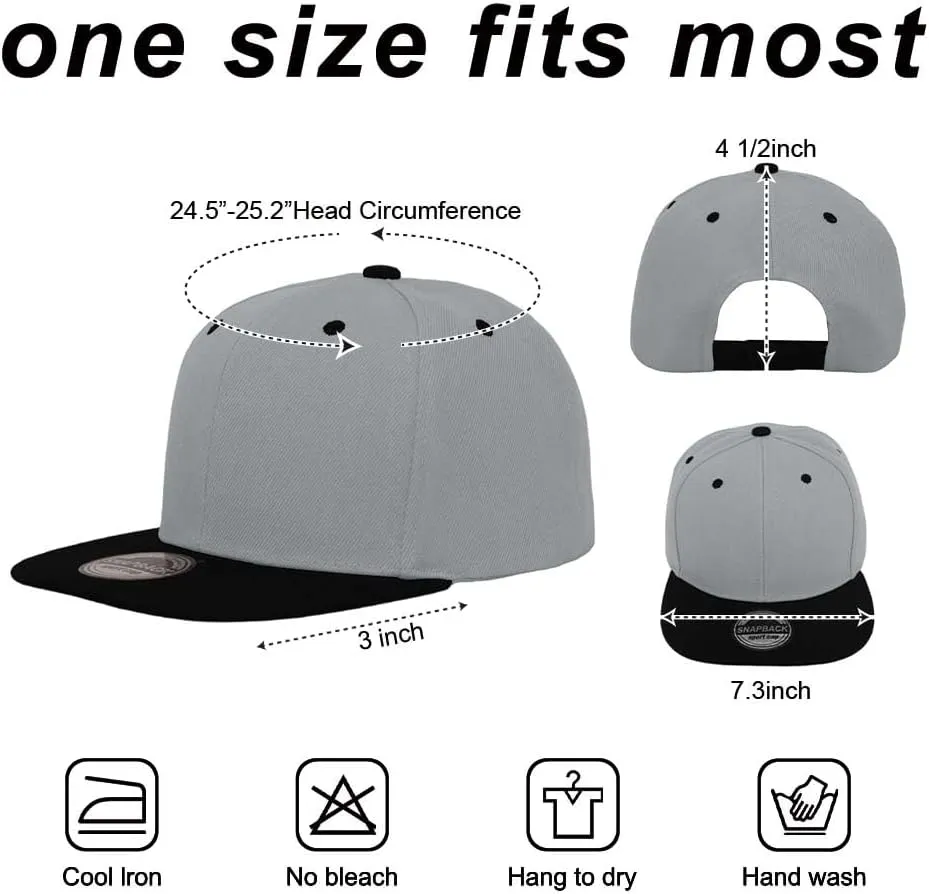 ZH Plain Flat Brim Snapback Baseball Caps Adjustable Blank Baseball Caps Wholesale 12 Pack??
